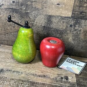 Vintage Wood Apple and Pear Salt & Pepper Grinder